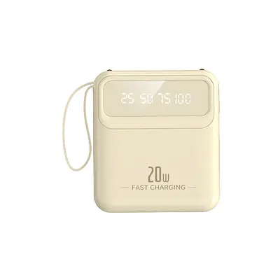 PowerBank 10000mAh 20W s LED zaslonom / svjetiljkom / kabelima Kompaktni