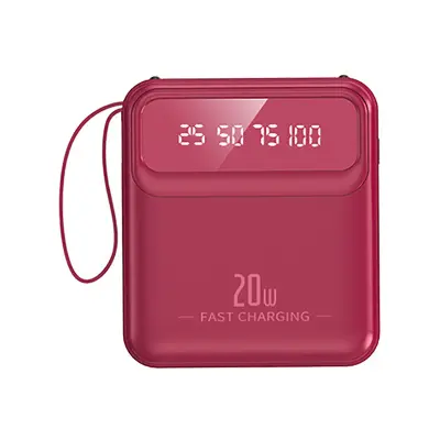 PowerBank 10000mAh 20W s LED zaslonom / svjetiljkom / kabelima Kompaktni