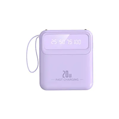 PowerBank 10000mAh 20W s LED zaslonom / svjetiljkom / kabelima Kompaktni