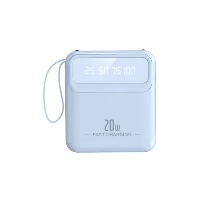PowerBank 10000mAh 20W s LED zaslonom / svjetiljkom / kabelima Kompaktni