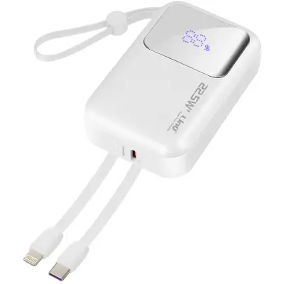 Baterija za vanjsku upotrebu 10000mAh + Lightning i USB C kablovi kompaktni