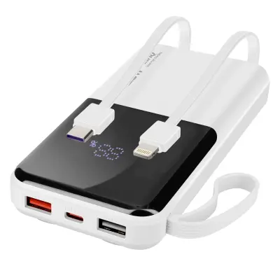 Baterija za napajanje 10000 mAh s Lightning i USB tip C kabelima