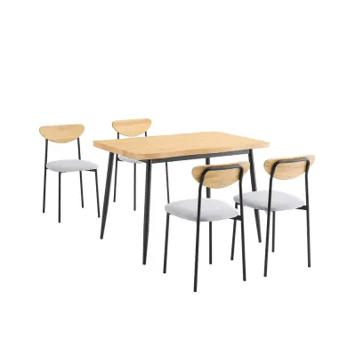 Blagovaonski Set sa 4 Stolice, Velika Nosivost, Crni Čelični Okvir, Stol 110x70x76cm, Model OGT52-N