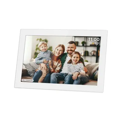 Digitalni okvir za fotografije osjetljiv na dodir FRAMEO Wi-Fi zvučnik 10,1€ł bijeli + aplikacija