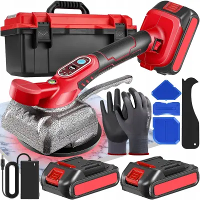 21V baterijska vibrirajuća ploča za polaganje keramike s vakuumom 2x2Ah, kućište 130 mm