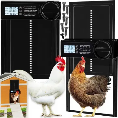 Elektronička automatska LCD vrata kokošinjca s tajmerom 33x26cm crna
