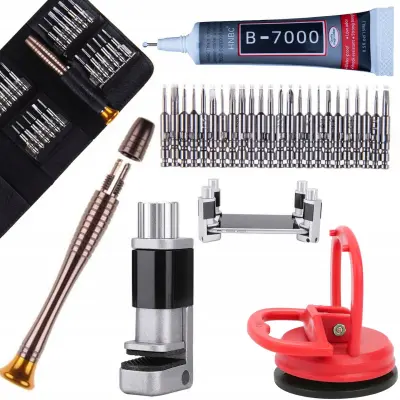 Set Alata Za Popravak LCD Curtain – Mini Stisak, 25in1 Precizni Odvijači, B7000 Ljepilo | Vakuumska Prijanjalica 55 Mm