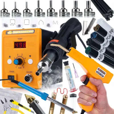 Set Za Lemljenje i Zavarivanje Plastike 858D – Stacija Hot-Air 700W, 8 Mlaznica, Flux RMA-223 | Temperatura 100–500°C