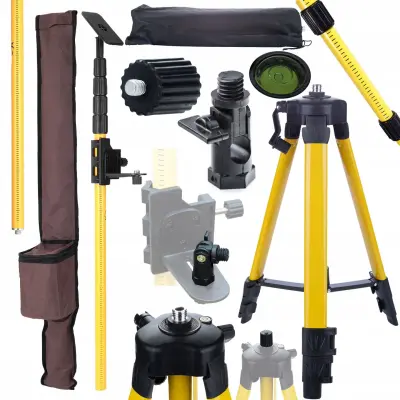 Set Tyčak i Stativa Za Lasersku Nivelaciju – 420 Cm i 43-120 Cm | Adapteri 5/8" i 1/4"