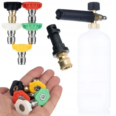 Set Pribora Za Čišćenje – Kompatibilno s Kärcher K2–K7 | Bajonet Adapter 1/4" + 5 Mlaznica + Pjenica 1L | 200 BAR