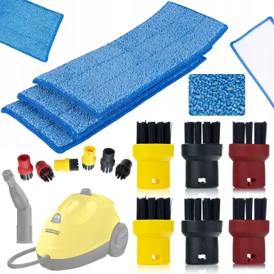 Set Pribora Za Parni Čistač – 3 Mop Krpe + 6 Okruglih Četki | Kompatibilnost s Kärcher SC