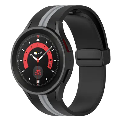 Remen za Galaxy Watch 5 / 5 Pro / 4 mekani silikon dvobojni crno / sivi
