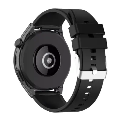 Remen za Huawei Watch GT Runner ojačani silikon srebrna kopča crni