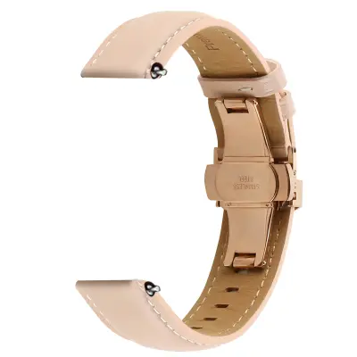 Remen za Galaxy Watch 5 / 5 Pro / 4 prava koža leptir kopča ružičasti