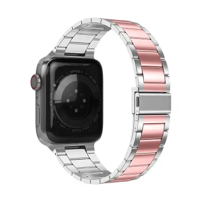Remen za Apple Watch 41mm / 40mm / 38 mm čelične karike srebrno / ružičasti