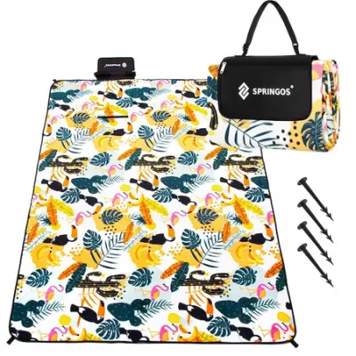 SPRINGOS deka za piknik 200 x 200 cm vrtna deka od alufolije klinovi za tlo