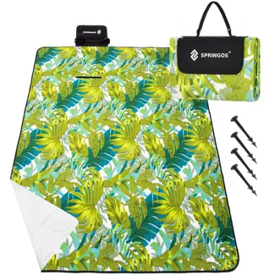 SPRINGOS deka za piknik 200 x 200 cm vrtna deka od alufolije klinovi za tlo