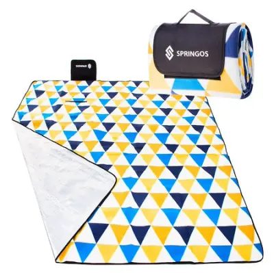 SPRINGOS 200 x 200 cm deka za piknik s printom trokuta, vanjska deka Prekrivač za automobil Ručnik za plažu Podloga za sjedalo.