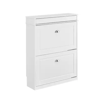 Bijela Ormar za Cipele s Ladicom i Podesivim Policama 75×24×96 cm FSR78-L-W