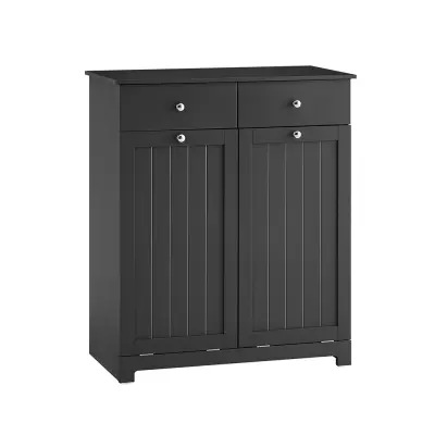Kupaonski ormarić s vrećama za rublje, 2 ladice, Mat crna, 78x38.5x90.5cm, BZR33-II-SCH