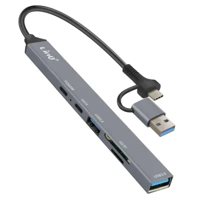 USB Hub s OTG podrškom USB-C Power Delivery 60W i čitač SD / TF kartica