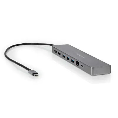 Hub 10-u-1 USB-C na RJ45 / 3USB-A / Jack 3.5mm / 2USB-C / 2HDMI 0.4m