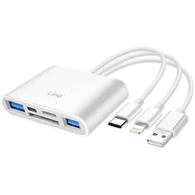 Hub 3 u 1 Čitač kartica SD / USB / USB-C / Lightning