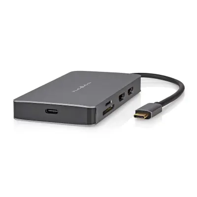 USB-C Hub na RJ45 / 3x USB-A / Micro SD / USB-C PD 3.0 / 2x HDMI 4K 5Gbps 0.2m