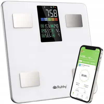 Pametna LCD kupaonska vaga s aplikacijom do 226 kg, bijela