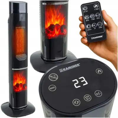 Električni grijač s ventilatorom od 2000 W, oscilirajući dodir, s LCD zaslonom i daljinskim upravljačem