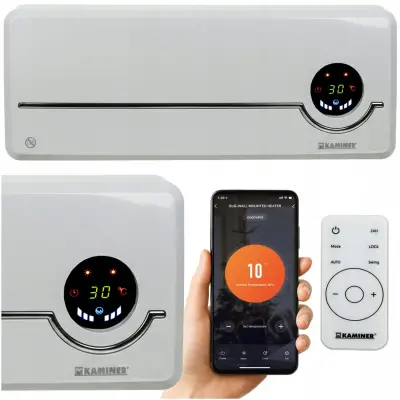2000W keramički zidni grijač s WiFi-jem, zračnom zavjesom, LCD aplikacijom + daljinskim upravljačem, bijelim bojama