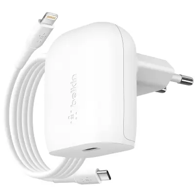 Belkin, USB-C Power Delivery mrežni punjač s kabelom za iPhone, bijela