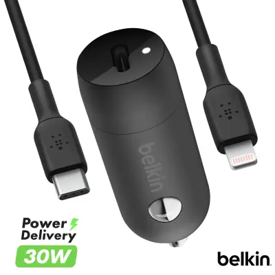 Punjač za auto USB-C 30W + Kabel iPhone Lightning BoostCharge 1m