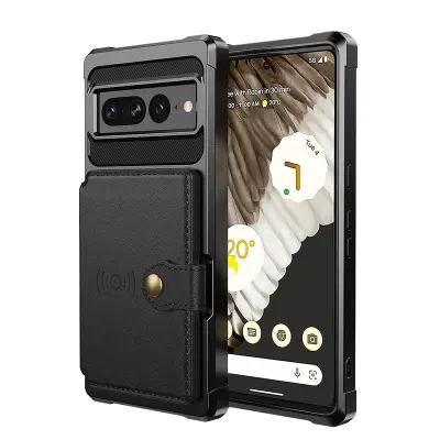 Google Pixel 8 Pro Futrola, Futrola Novčanik s Držačem Kartica i Postoljem Crna