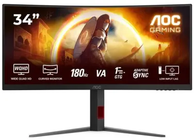 Monitor AOC CU34G4, 86,4 cm (34''), WQHD, VA, 180Hz, HAS Ultra-wide gaming monitor