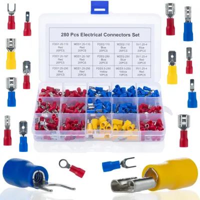 Set Električnih Konektora 280 Kom – Izolirani, Različite Veličine | Plastična Kutija