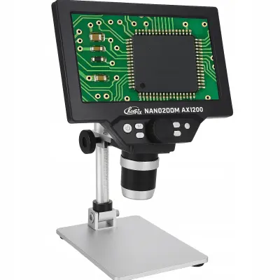 Digitalni LCD 7" NanoZoom AX1200 Mikroskop – 12MP, 1080p, 1200x | LED, USB, microSD, Aluminijski Stalak
