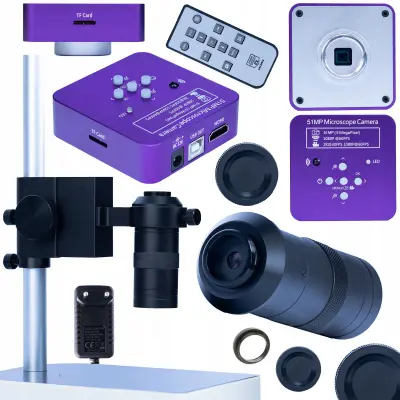 Puppis Pink Pro 3u1 Mikroskopski Set – 51MP Kamera, 100x Objektiva, Platforma 50/40 Mm | FullHD/4K, HDMI/USB