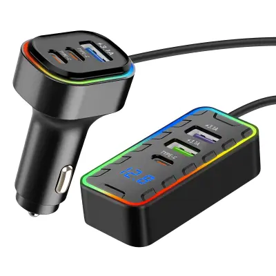 Punjač za automobil 22,5W 3 USB-C + 3 USB C produžni kabel 1,5m