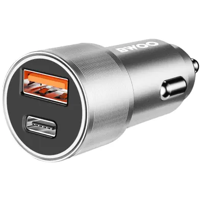 Punjač za upaljač 38W USB-C + USB brzi punjač s LED indikatorom kompaktan