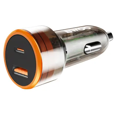 Punjač za automobil 38W s dva USB-C i USB priključka, kompaktno brzo punjenje.