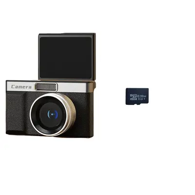 Retro digitalni fotoaparat visoke rezolucije s dvostrukim objektivom i TF karticom od 32 GB Crna