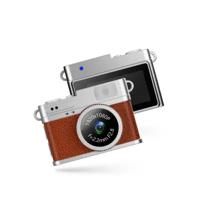 Miniaturna svjetleća kamera: Retro Flash kamera s 1080P HD videom i 0,96" IPS zaslonom Smeđa