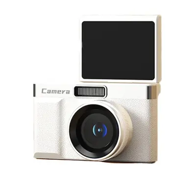 Retro digitalni fotoaparat visoke rezolucije s dvostrukim objektivom, 5x optičkim zumom i 2,4" LCD zaslonom Bijela