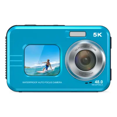 5K vodootporna digitalna kamera s dvostrukim zaslonom - savršena za selfije i podvodne avanture Plava