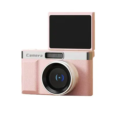 Retro digitalni fotoaparat visoke rezolucije s dvostrukim objektivom, 5x optičkim zumom i 2,4" LCD zaslonom Ružičasta