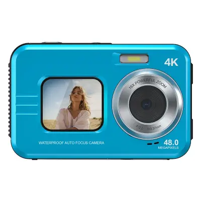 4K vodootporna digitalna kamera s TF karticom od 32 GB - dvostruki zaslon, protiv podrhtavanja, HD video Plava