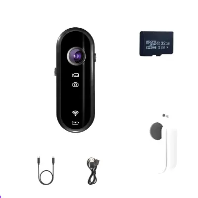 Y3 Thumb Action Kamera + 32GB - Prijenosni snimač sastanaka s FHD 1080P i WiFi Crna