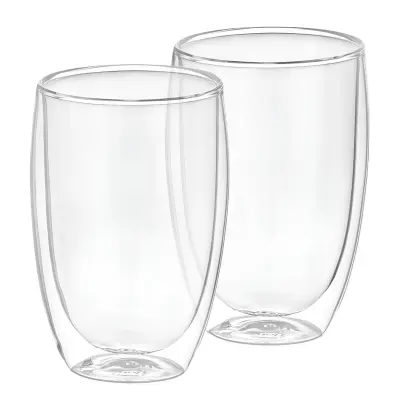Set od 2 čaše za pića s dvostrukom stijenkom od 350 ml od borosilikatnog stakla