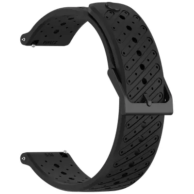 Silikonska narukvica za sat 22 mm s kutnim rupama Kompatibilna sa Suunto RACE2 i drugim satovima sa sučeljem od 22 mm Crna